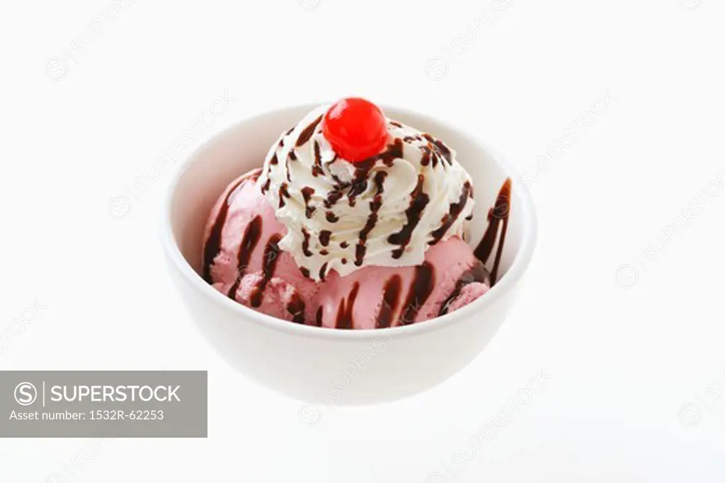 Ice cream sundae in bowl for children
