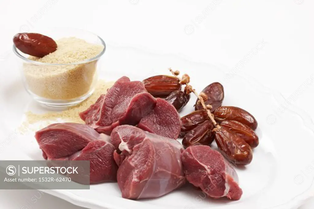 Ingredients for venison ragout with dates