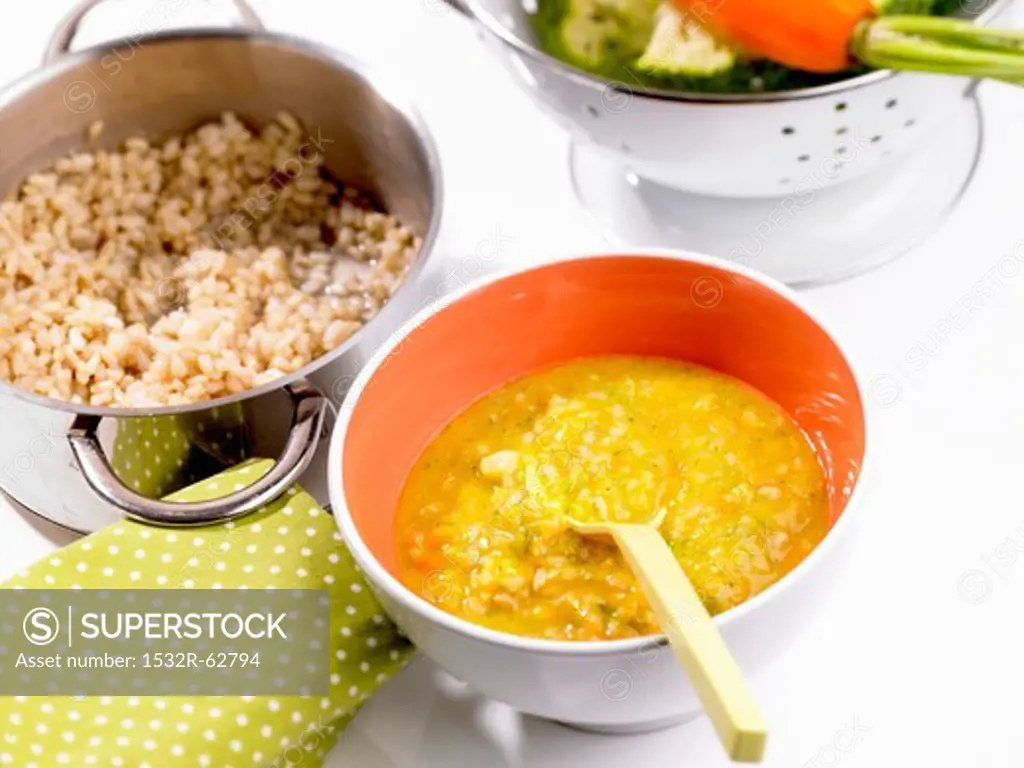Rice with broccoli and carrots (baby food)