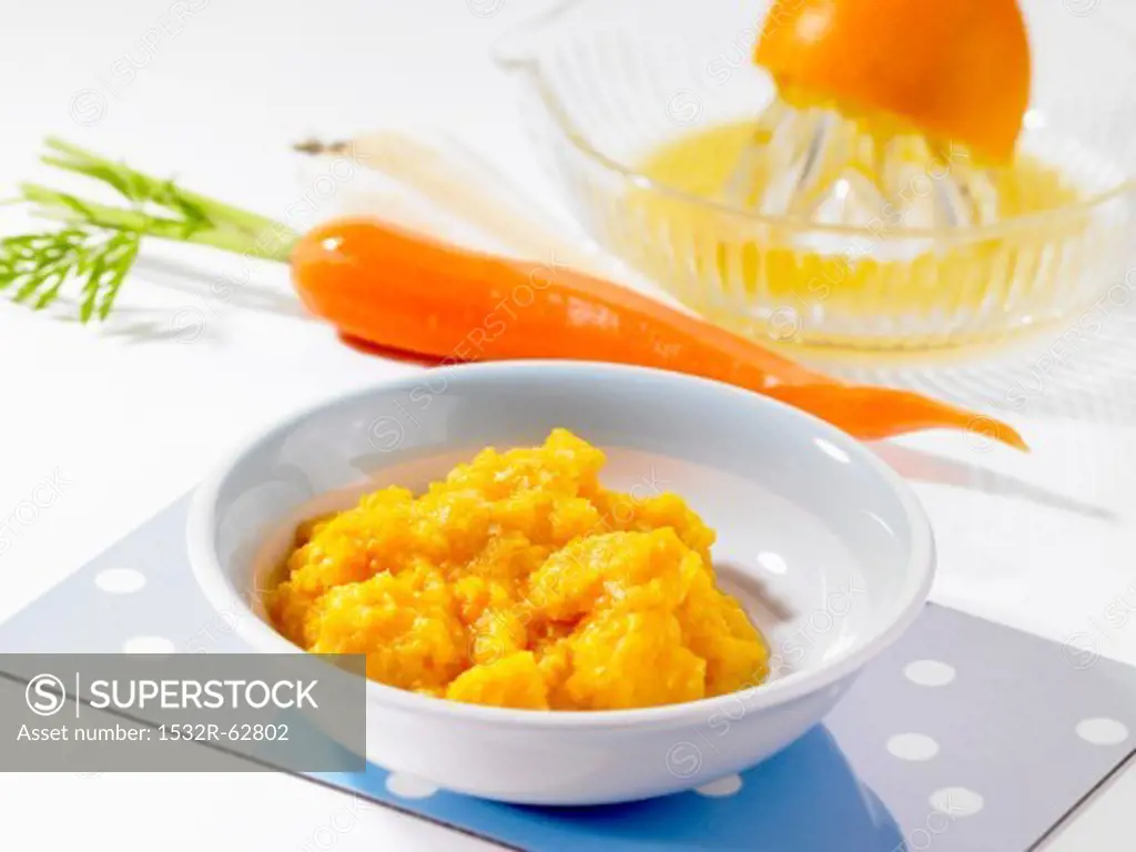Mashed millet, carrots, parsnips and oranges (baby food)