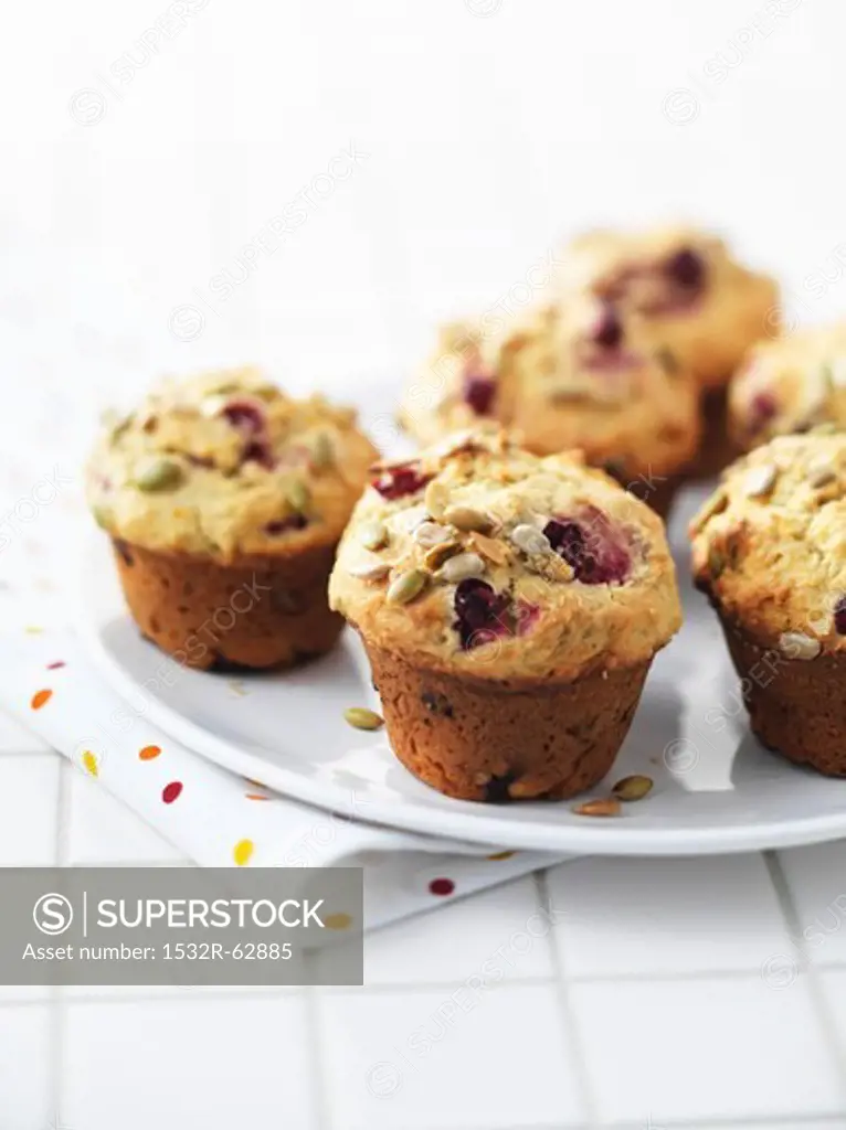 Cranberry muffins with sunflower seeds