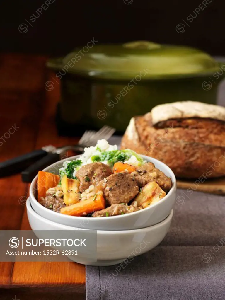 Irish Guinness stew with lamb and carrots