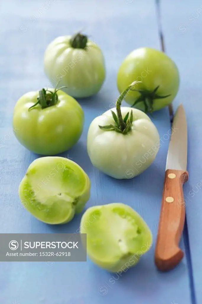 Green tomatoes, whole and halved