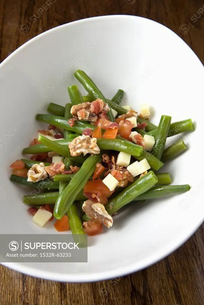Green Bean Salad with Comte Cheese, Walnuts and Bacon with a Truffle Dressing