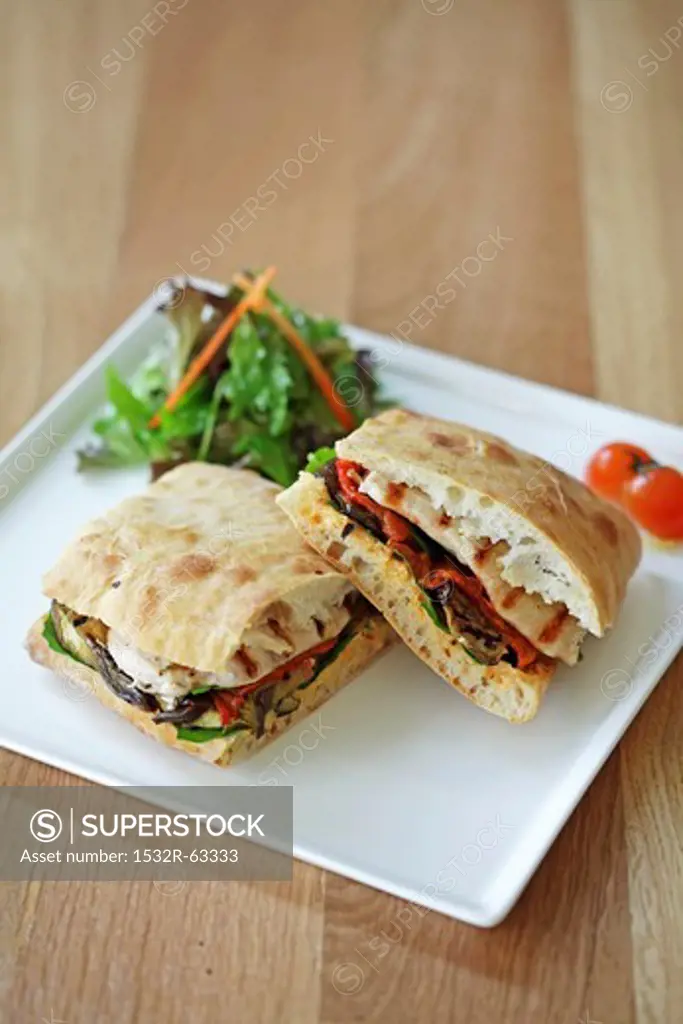 A grilled vegetable panini