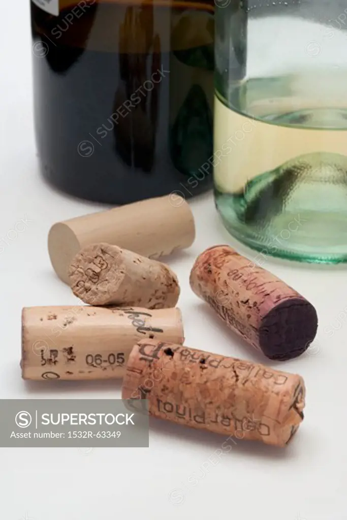 Various corks from bottles of red and white wine