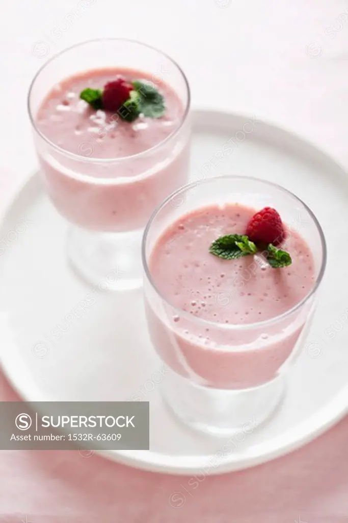 Two strawberry smoothies