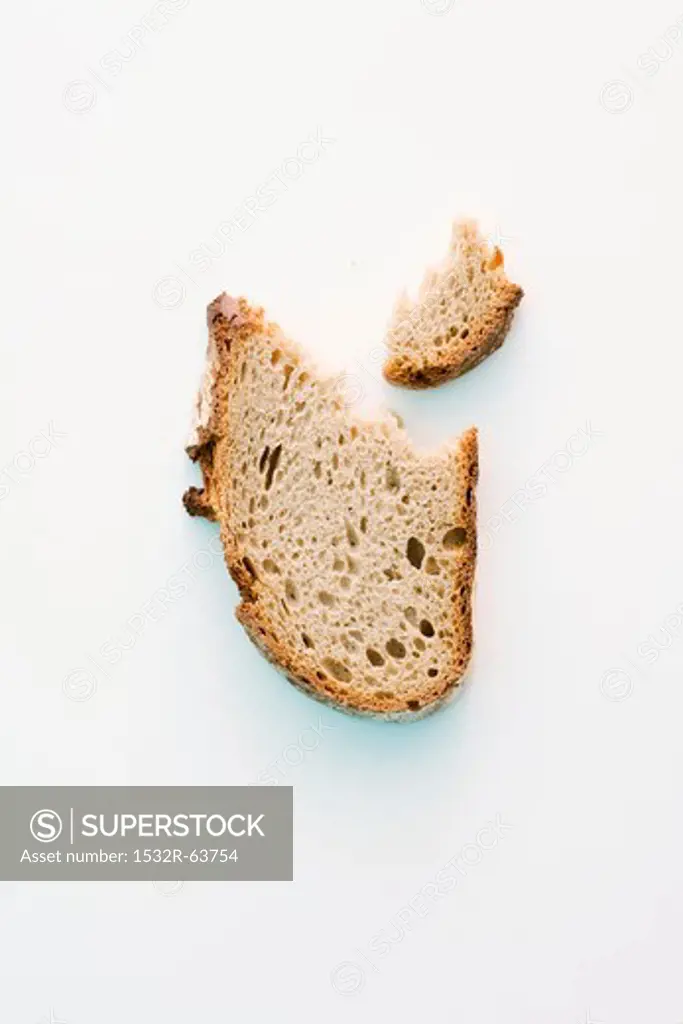 A slice of bread with a bite taken out