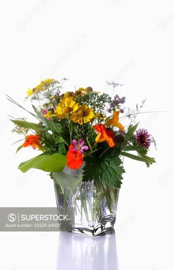A summer bouquet in a glass vase