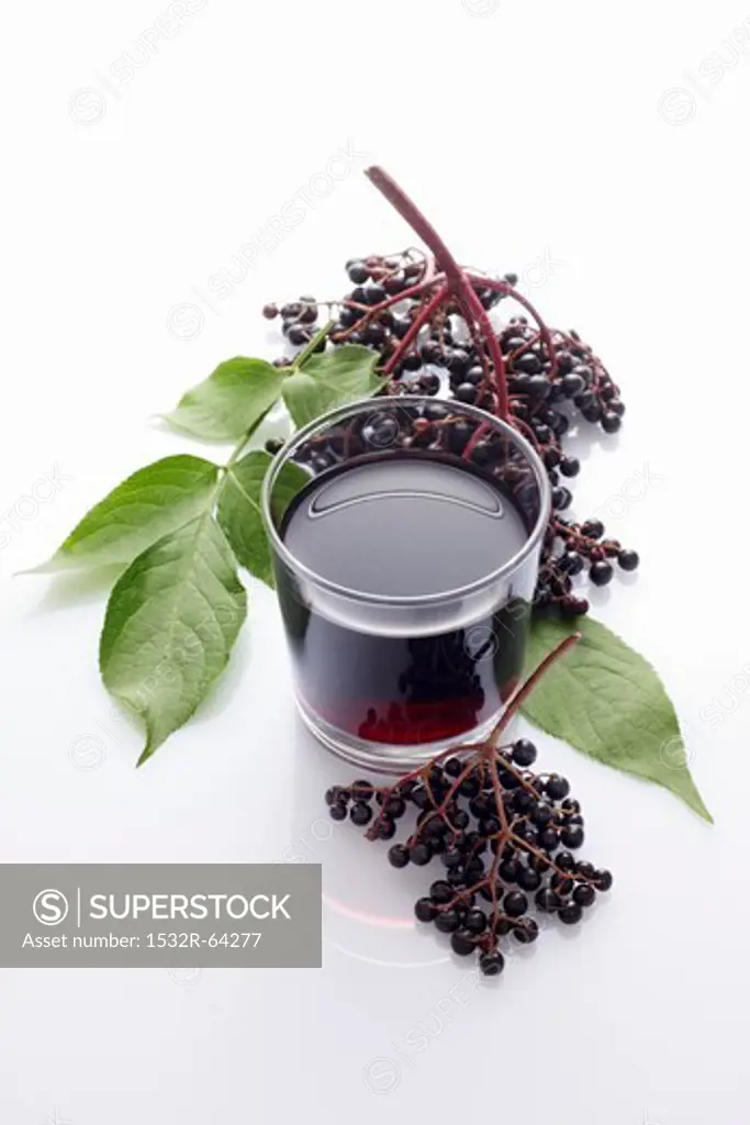 A glass of elderberry juice