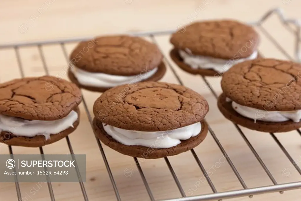Whoopie pies on a wire kitchen rack