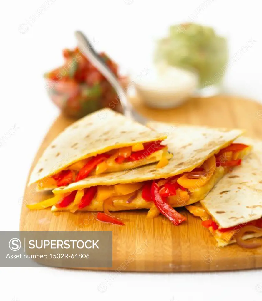 Quesadillas filled with peppers