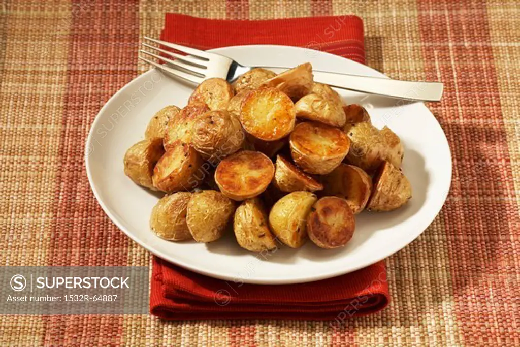 Plate of Roasted New Potatoes