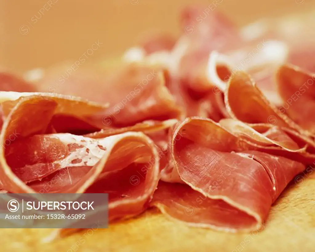Various slices of raw ham (close-up)