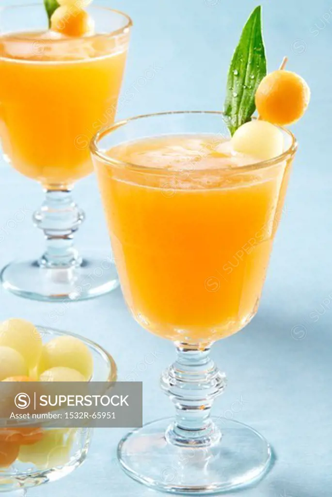 Melon juice with melon balls