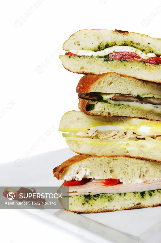 Stack of Assorted Sandwiches