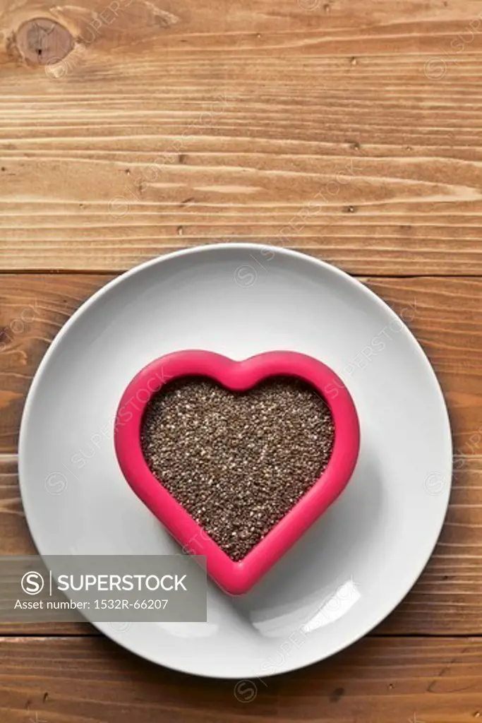 Chia Seeds in a Heart Shaped Bowl