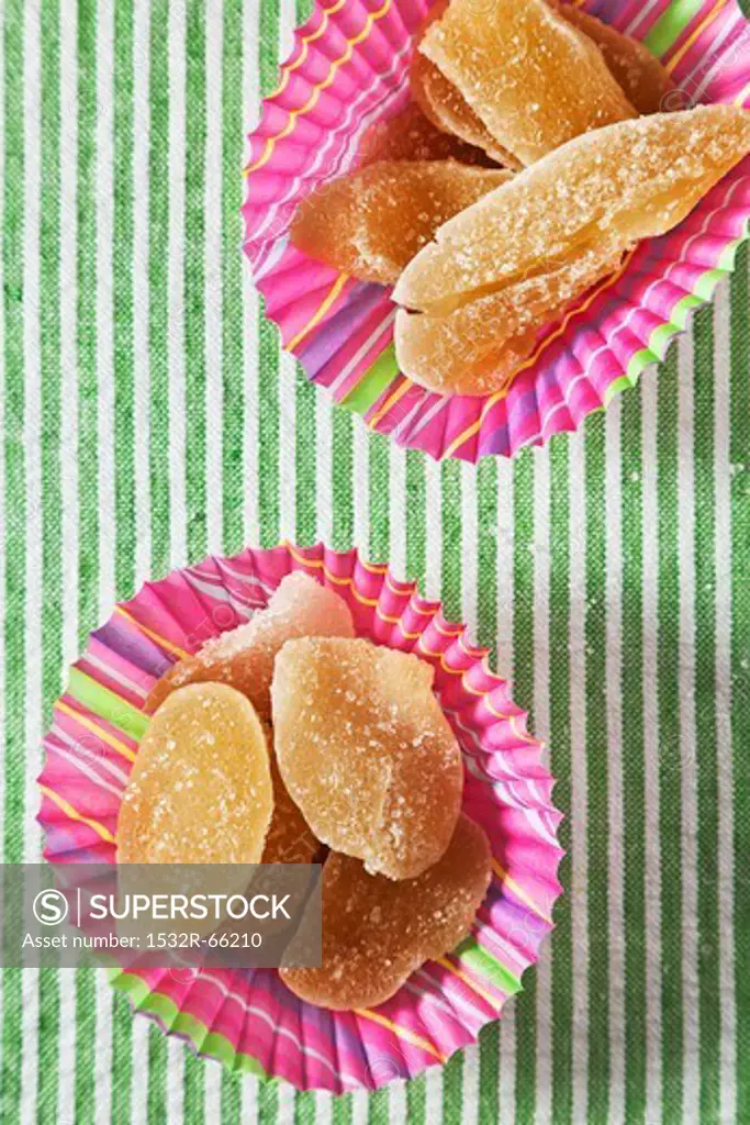 Crystallized Ginger in Colorful Cupcake Wrappers