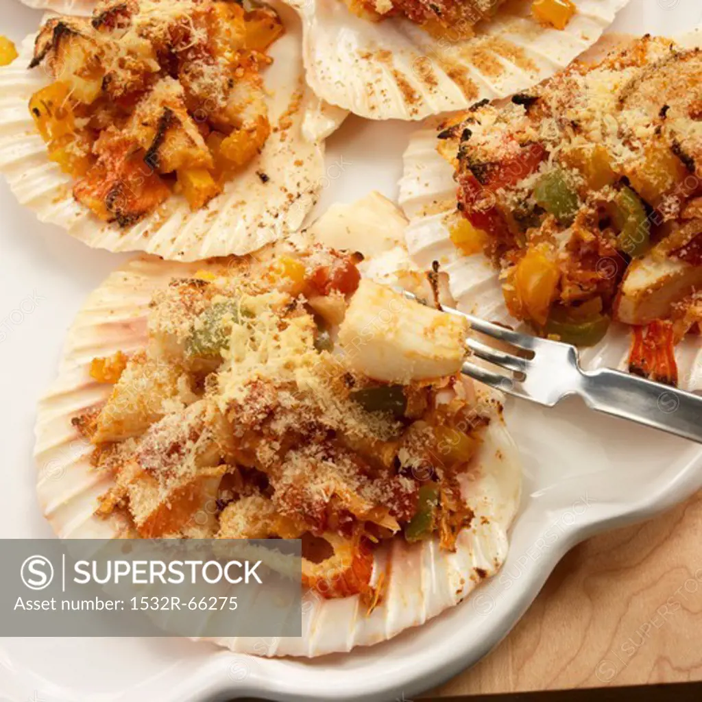Brazilian Scallop Shells Stuffed with Crab and Coconut