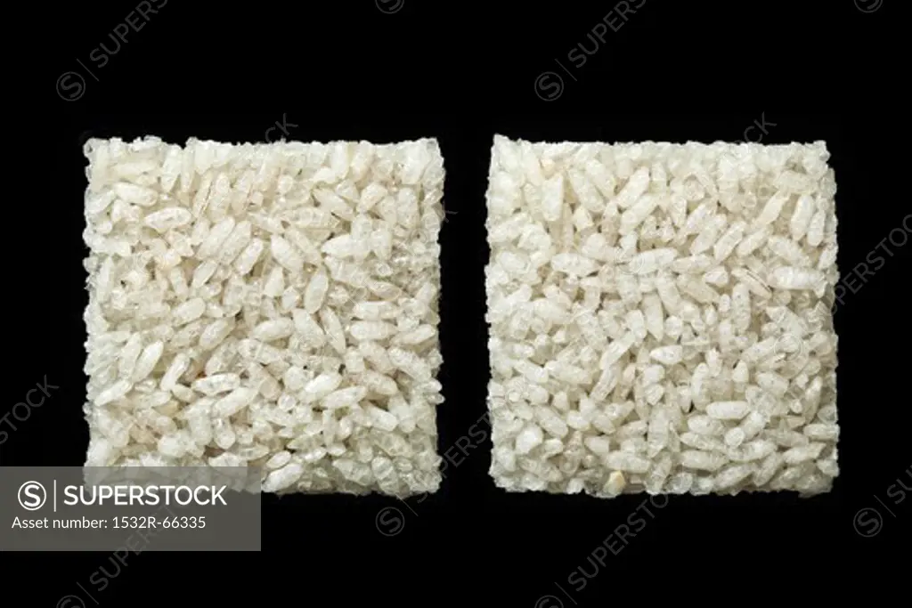 Rice Squares on a Black Background
