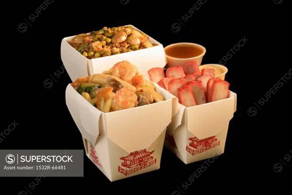 Containers or Assorted Chinese Fast Food<br />