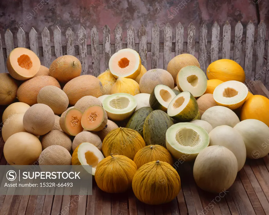 Large Melon Assortment; Whole and Halved<br />