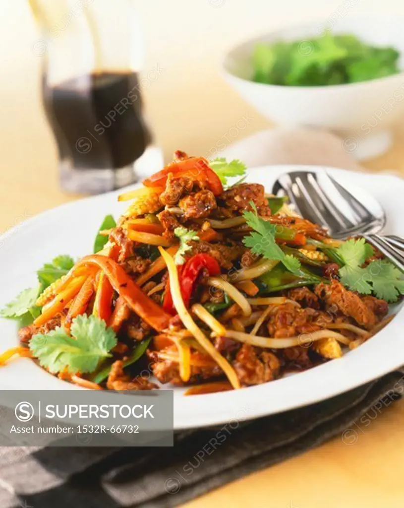 Noodles with spicy beef (Asia)