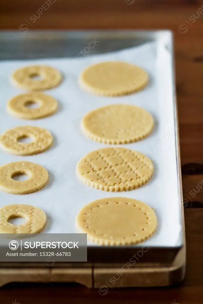 Unbaked shortcrust pastry biscuits