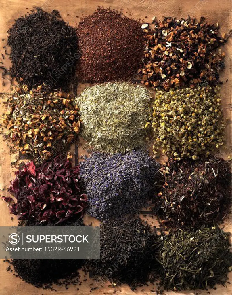 Assorted varieties of tea (view from above)