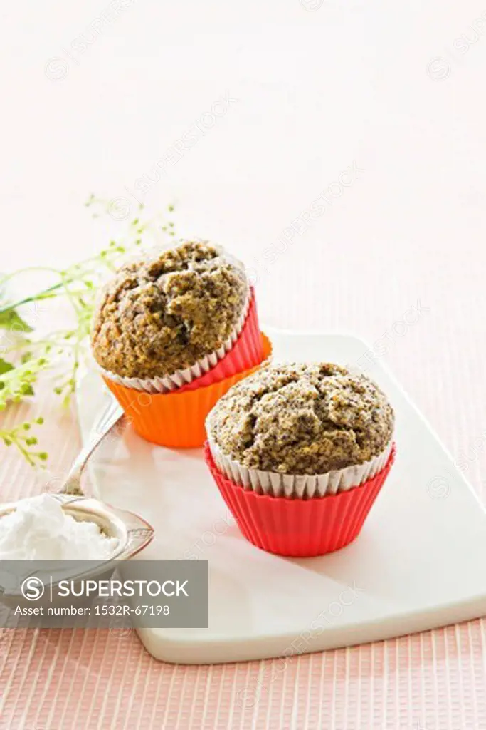 Two poppy seed muffins