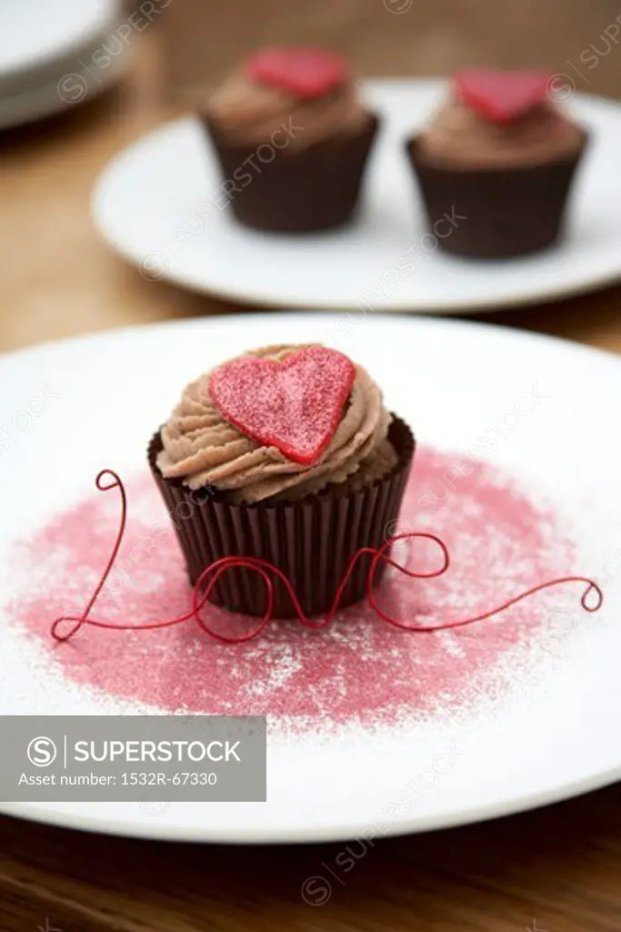 Chocolate cupcakes with hearts