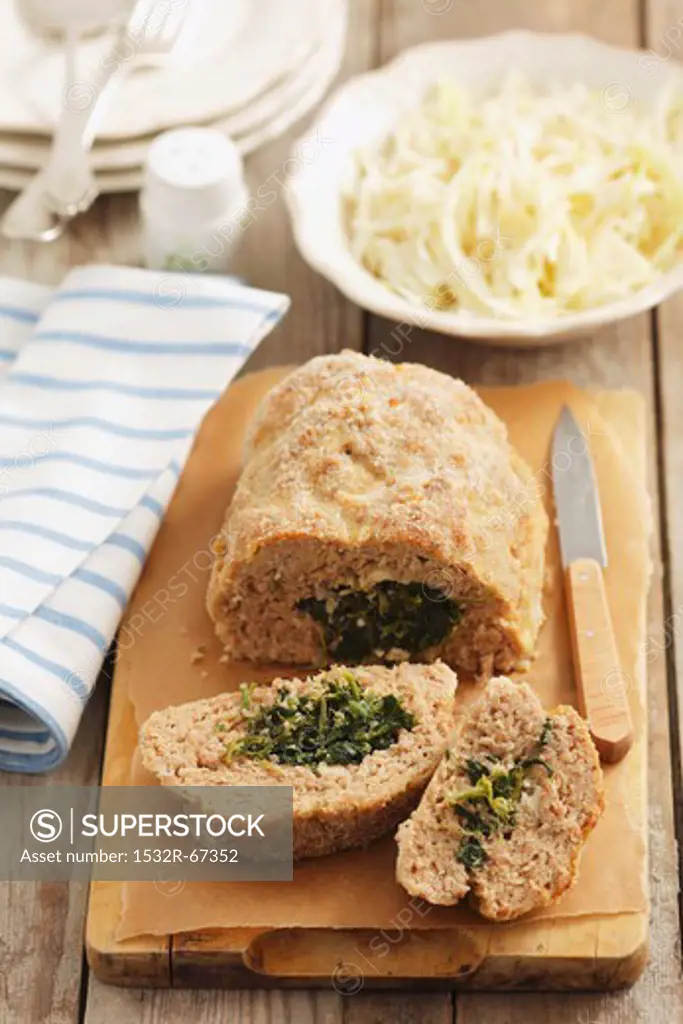 Pork meatloaf with spinach and feta