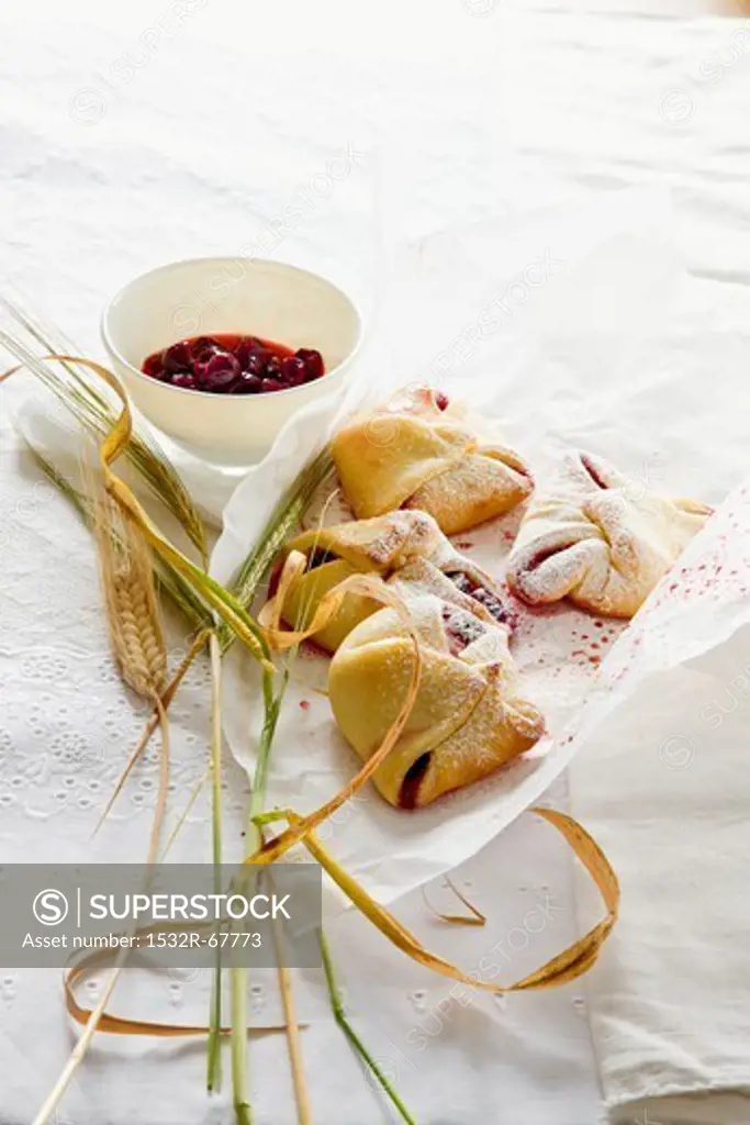 Pastry parcels with berries