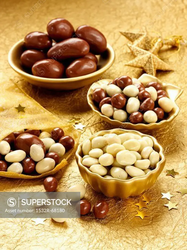 Assorted chocolate covered nuts, for Christmas