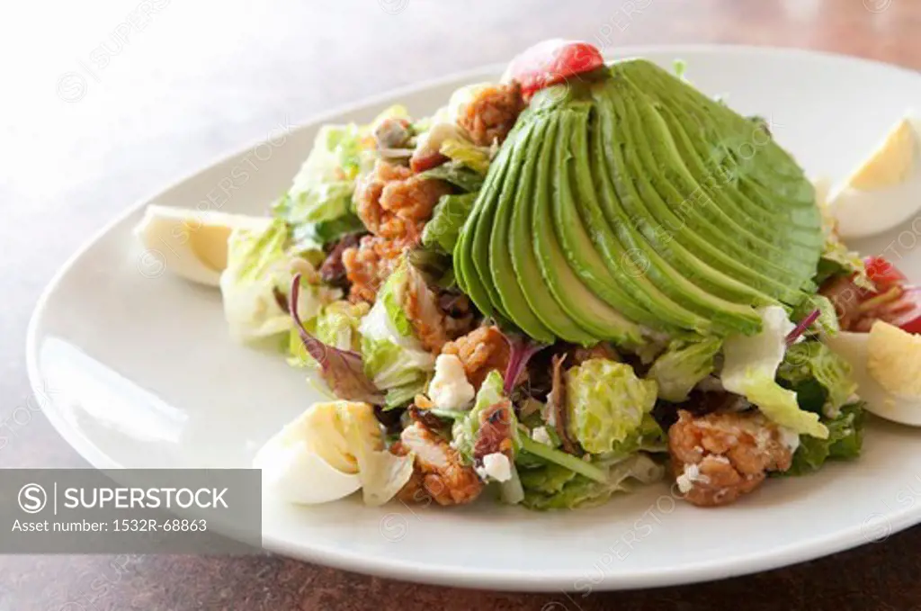 Crispy Chicken Salad with Avocado and Hard Boiled Egg