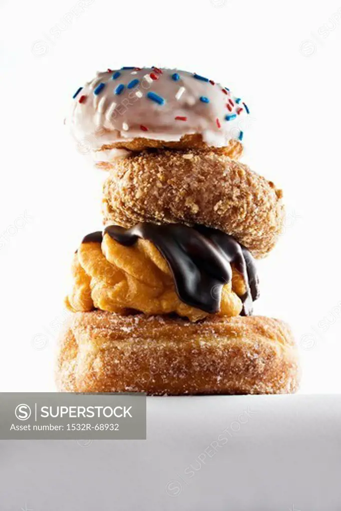 Four Assorted Doughnuts; Stacked