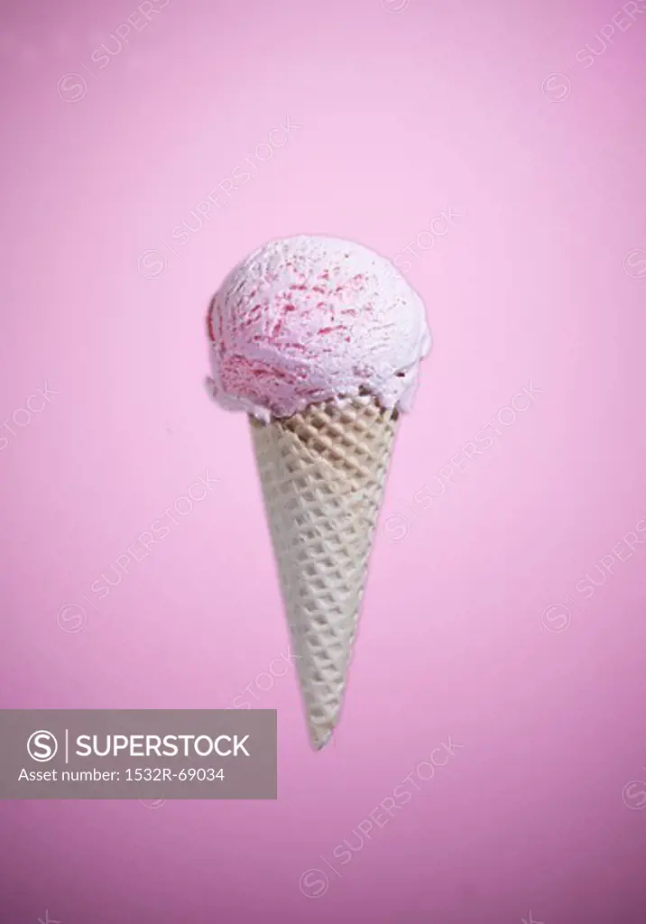 Strawberry Ice Cream Cone; Sugar Cone