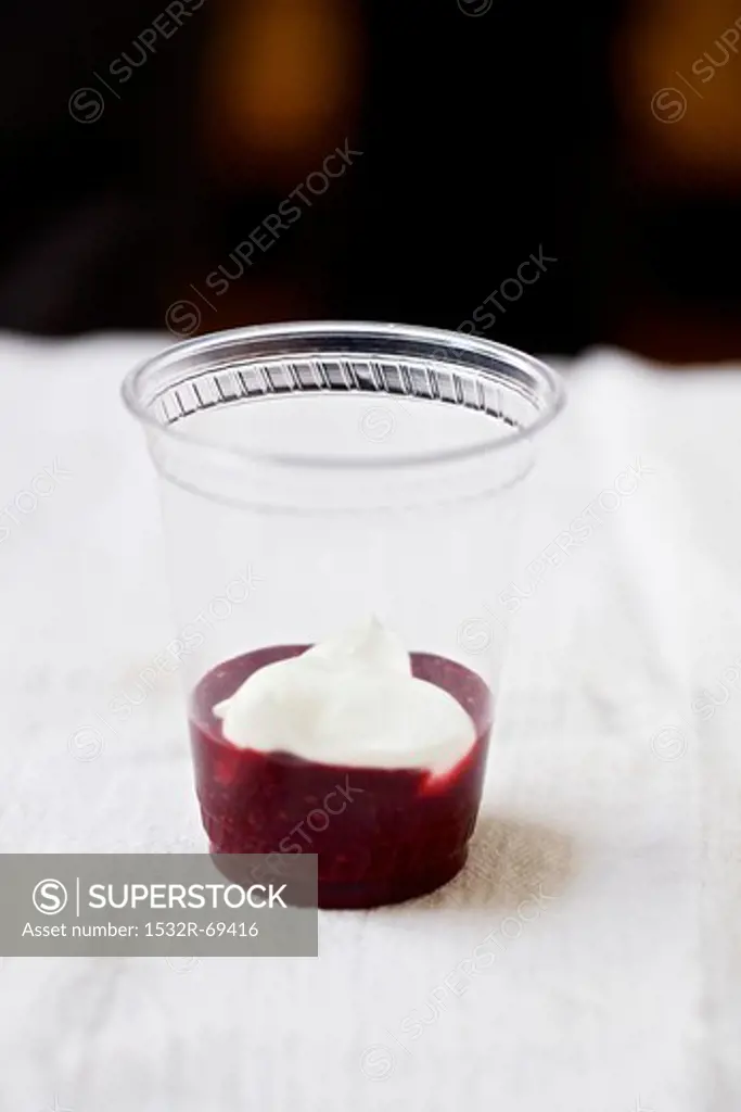 Berry Preserves with a Dollop of Yogurt in a Cup
