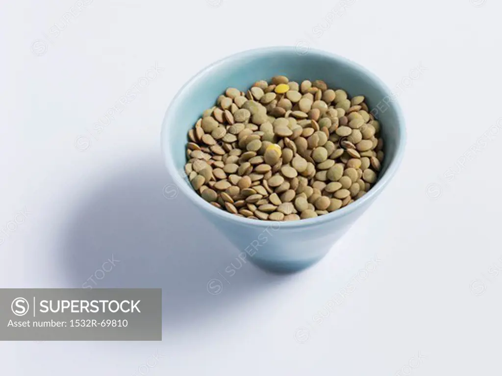 Brown lentils in a dish