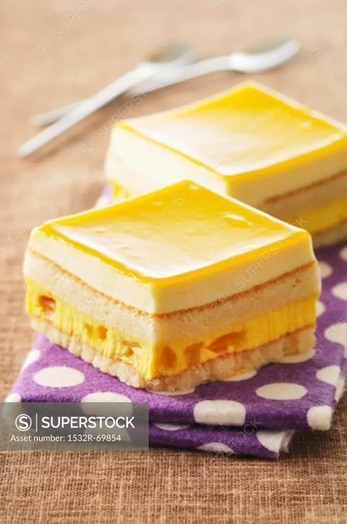 Squares of mango cake