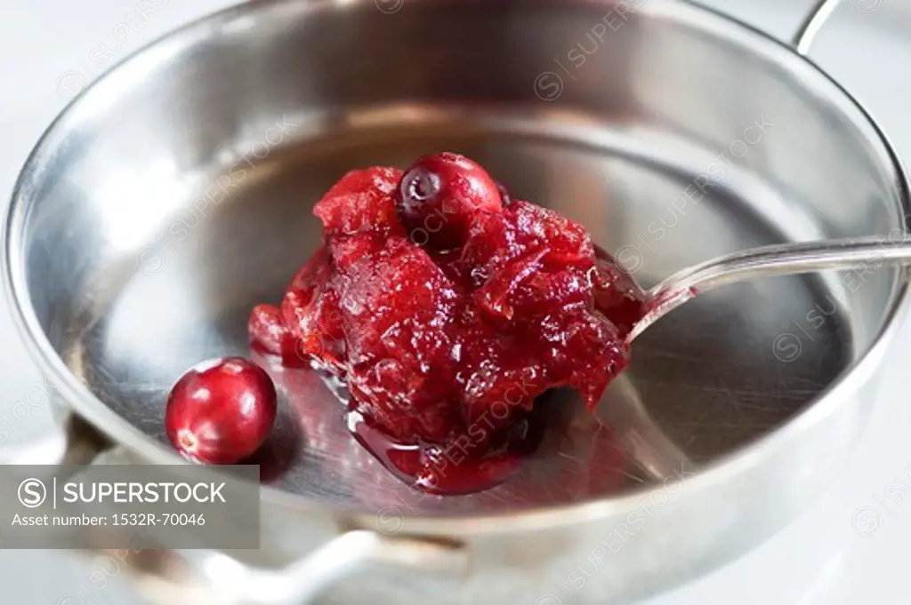 Cranberry sauce in a pan