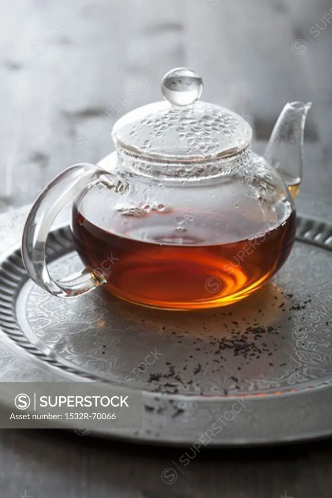 Tea in glass teapot