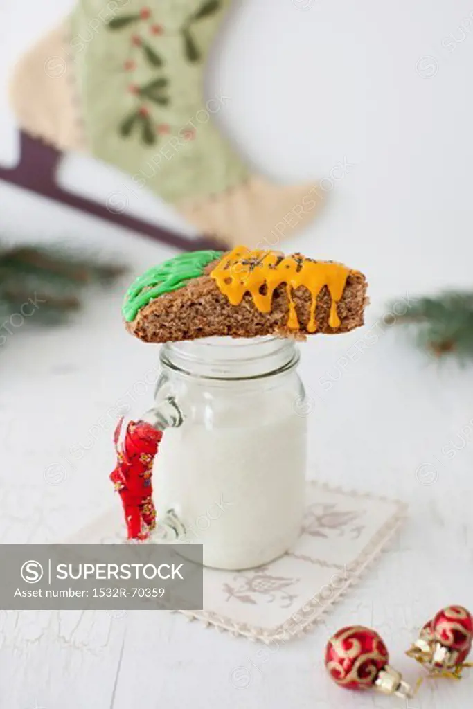 A Carrot Scone on a Mug of Milk; Christmas Decorations