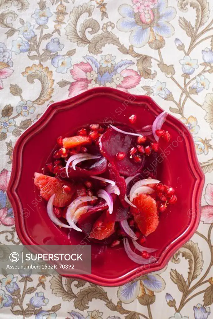 Beetroot carpaccio with pomegranate and grapefruit