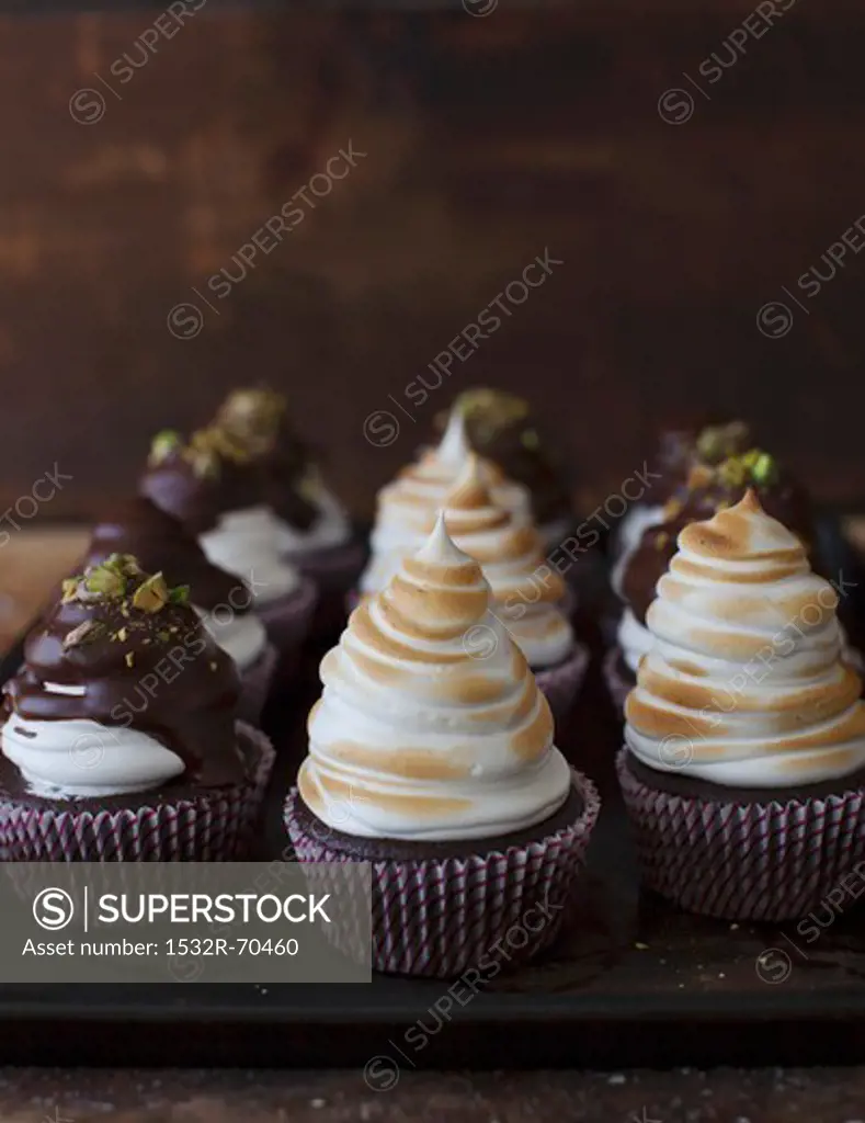 Coffee cupcakes with Irish Cream liqueur and marshmallow topping