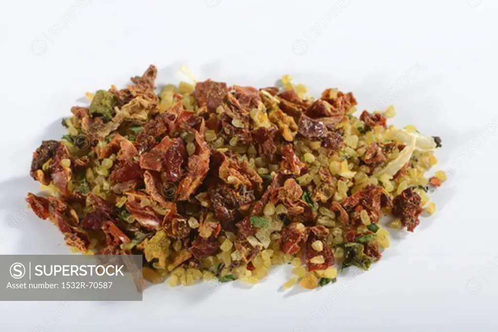 A ready-made mix of bulgur with dried vegetables and spices