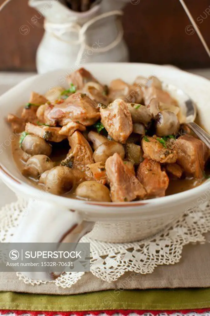 Veal Stew with Button Mushrooms