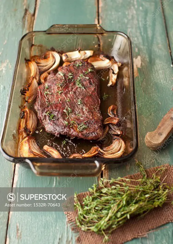 Roasted Flank Steak with Mushrooms and Thyme
