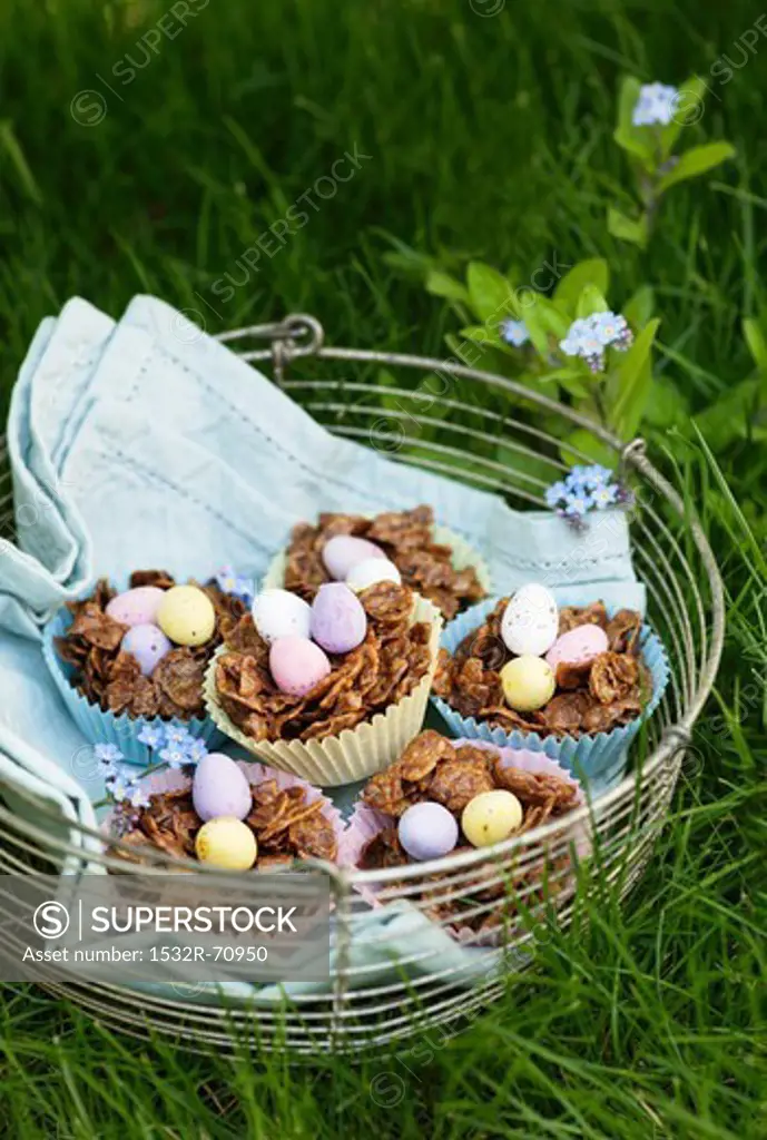 Chocolate cornflake nests for Easter