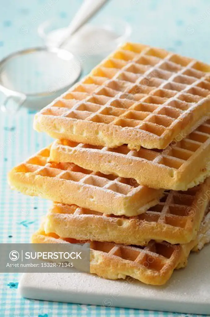 A stack of freshly baked waffles